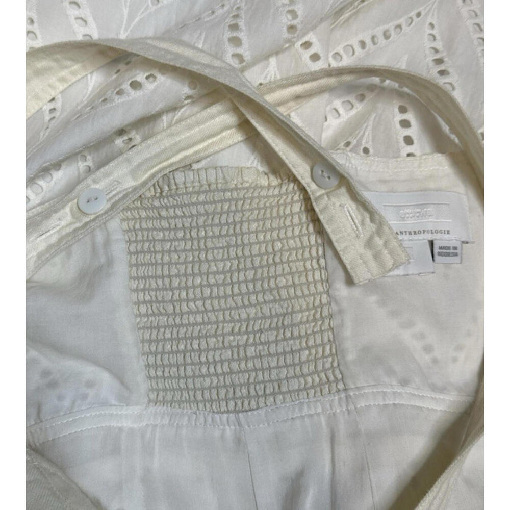 Anthropologie Ett:twa Womens Size 2 Alice Eyelet Jumpsuit White Ivory Crop Lined - Picture 6 of 9